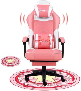 chaise gaming massante rose vif shmio