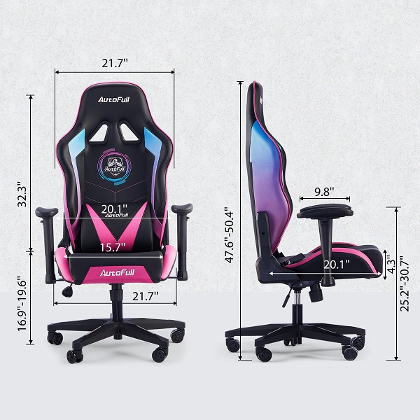 dimensions autofull chaise gaming rose racing
