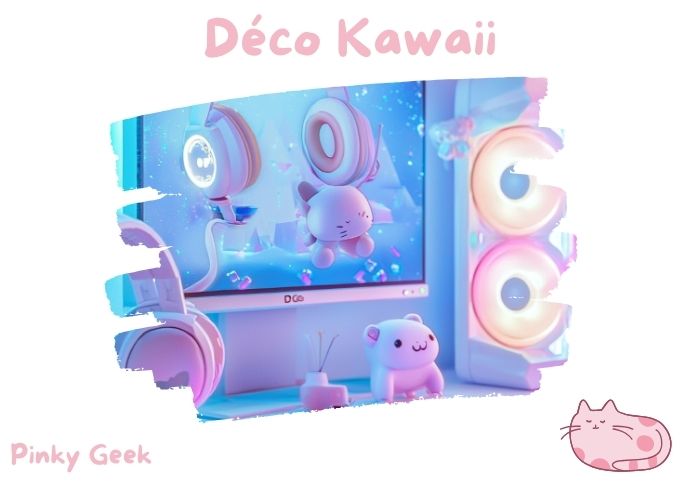 setup gaming rose déco kawaii