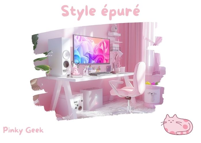 setup gaming rose style épuré